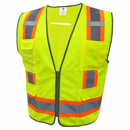GE Green Surveyor Vest XL, 8 Pockets, Contrast Trims GV082GXL